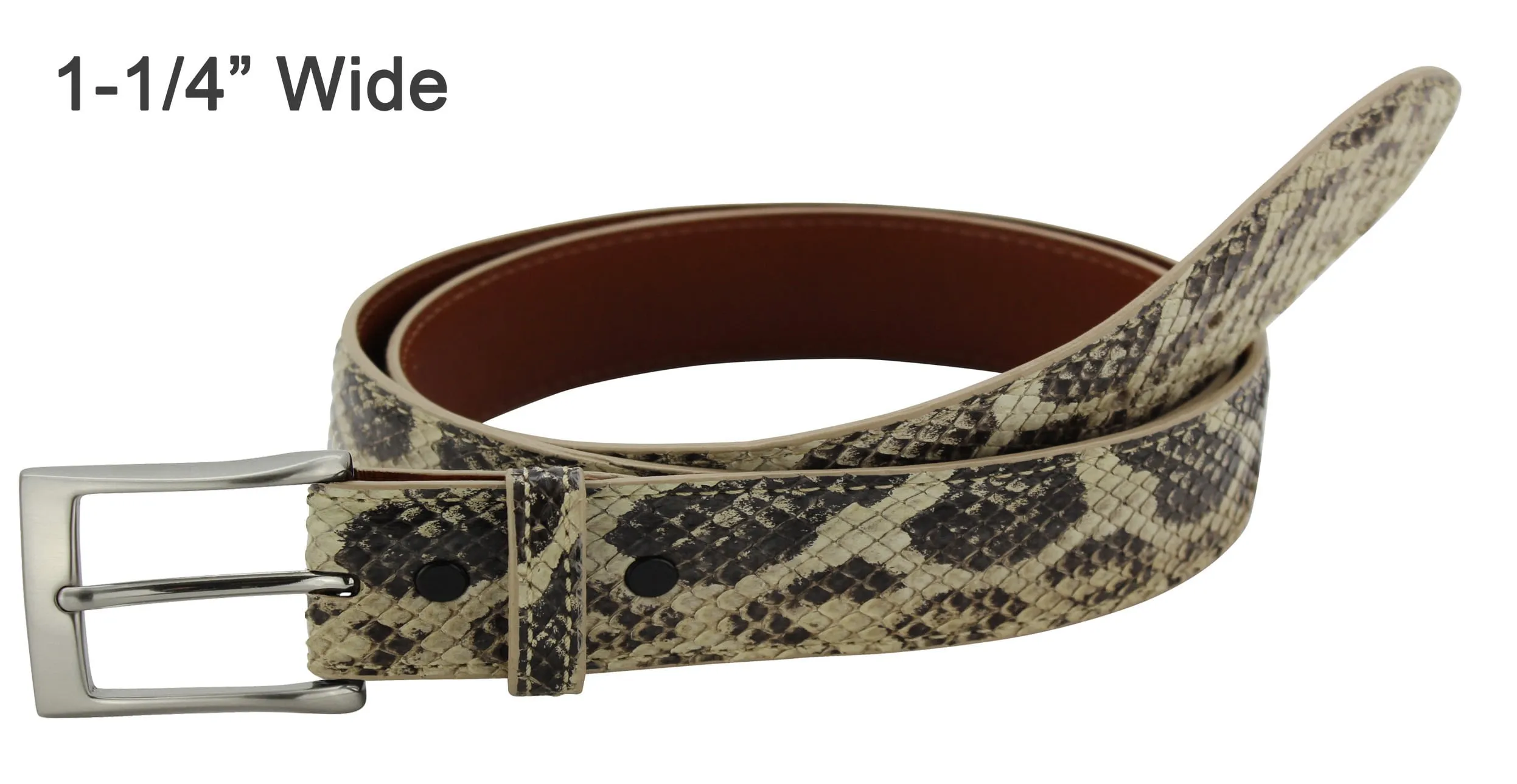 Men's Natural Anaconda Snake Skin Designer Full Grain Leather Belt **Made To Order Allow 5 To 6 Weeks To Ship