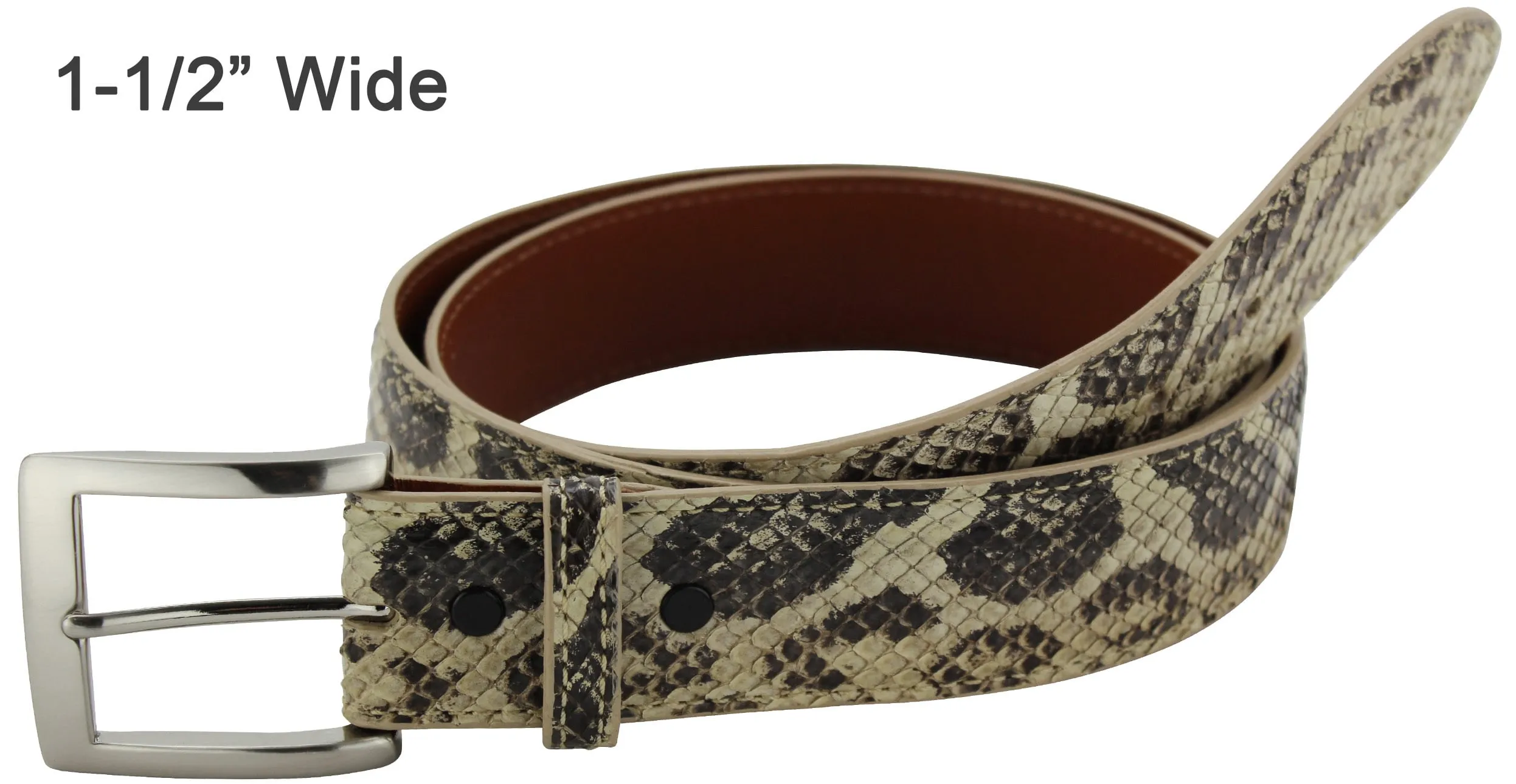 Men's Natural Anaconda Snake Skin Designer Full Grain Leather Belt **Made To Order Allow 5 To 6 Weeks To Ship