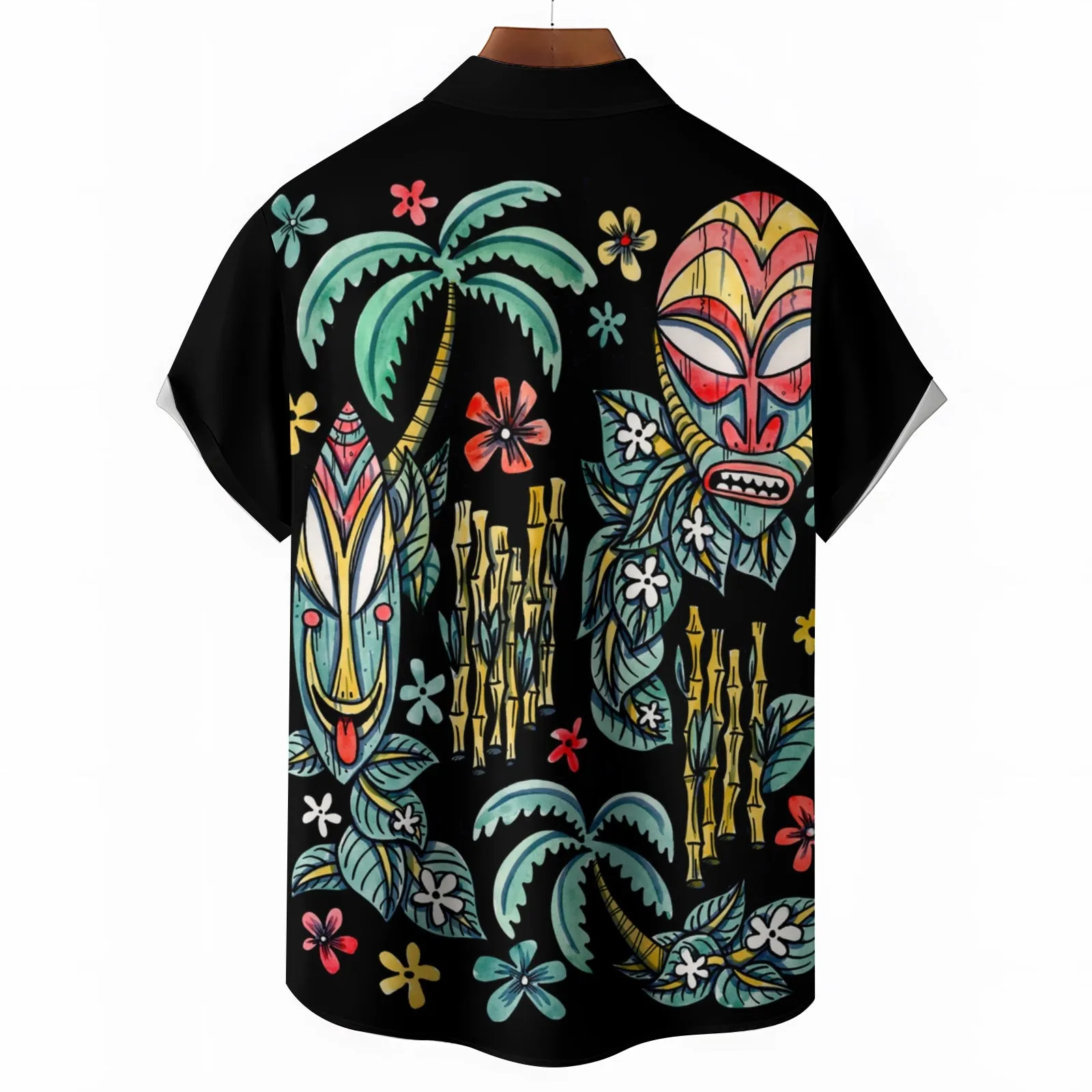 Men's Tribal Mask Casual Short Sleeve Shirt 2403000916