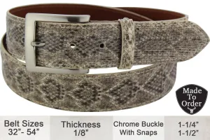 Men's Western Diamondback Rattlesnake Designer Full Grain Leather Belt **Made To Order Allow 5 To 6 Weeks To Ship