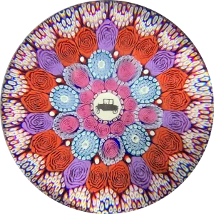 Michael Hunter Twists Studio 2019 Art Glass Paperweight Model-T Murrine & Roses