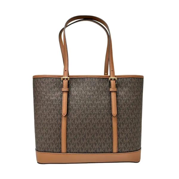 Michael Kors Jet Set Travel Medium Logo Top-Zip Brown Handbag - 35SOGTVT1V