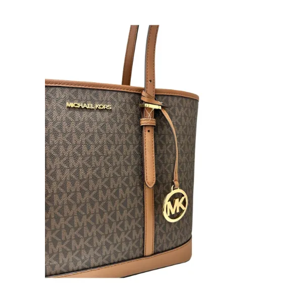 Michael Kors Jet Set Travel Medium Logo Top-Zip Brown Handbag - 35SOGTVT1V