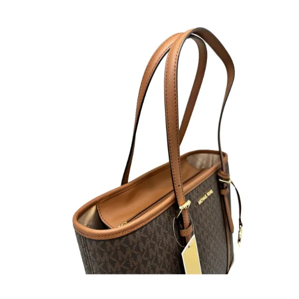 Michael Kors Jet Set Travel Medium Logo Top-Zip Brown Handbag - 35SOGTVT1V