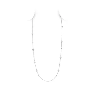 Mikimoto White Gold, Diamond and Akoya Pearl Station Necklace
