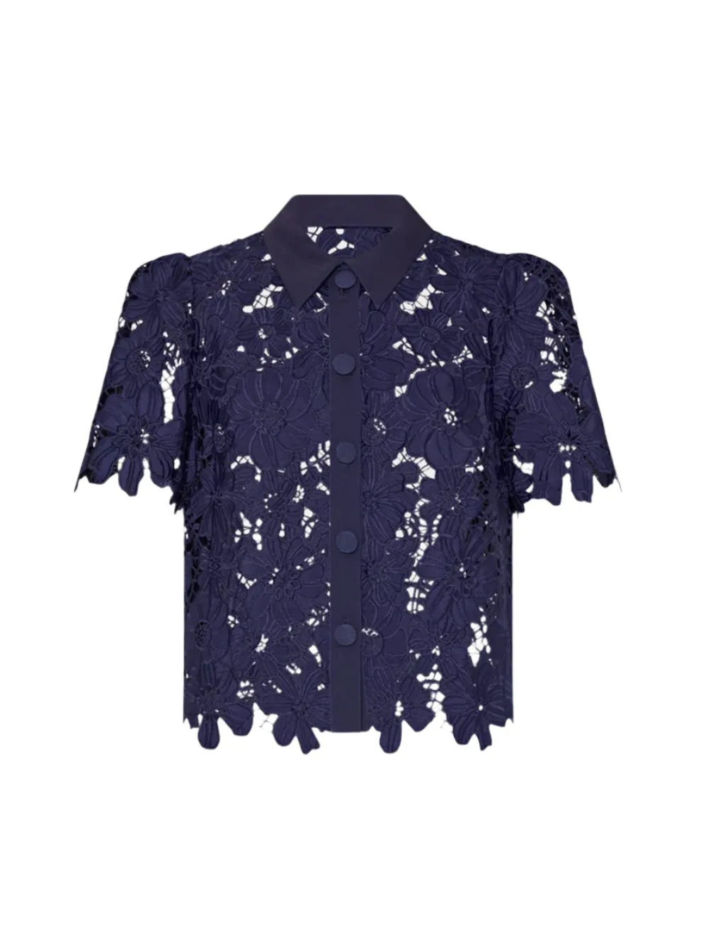 Milly Addison Roja Lace Top in Navy