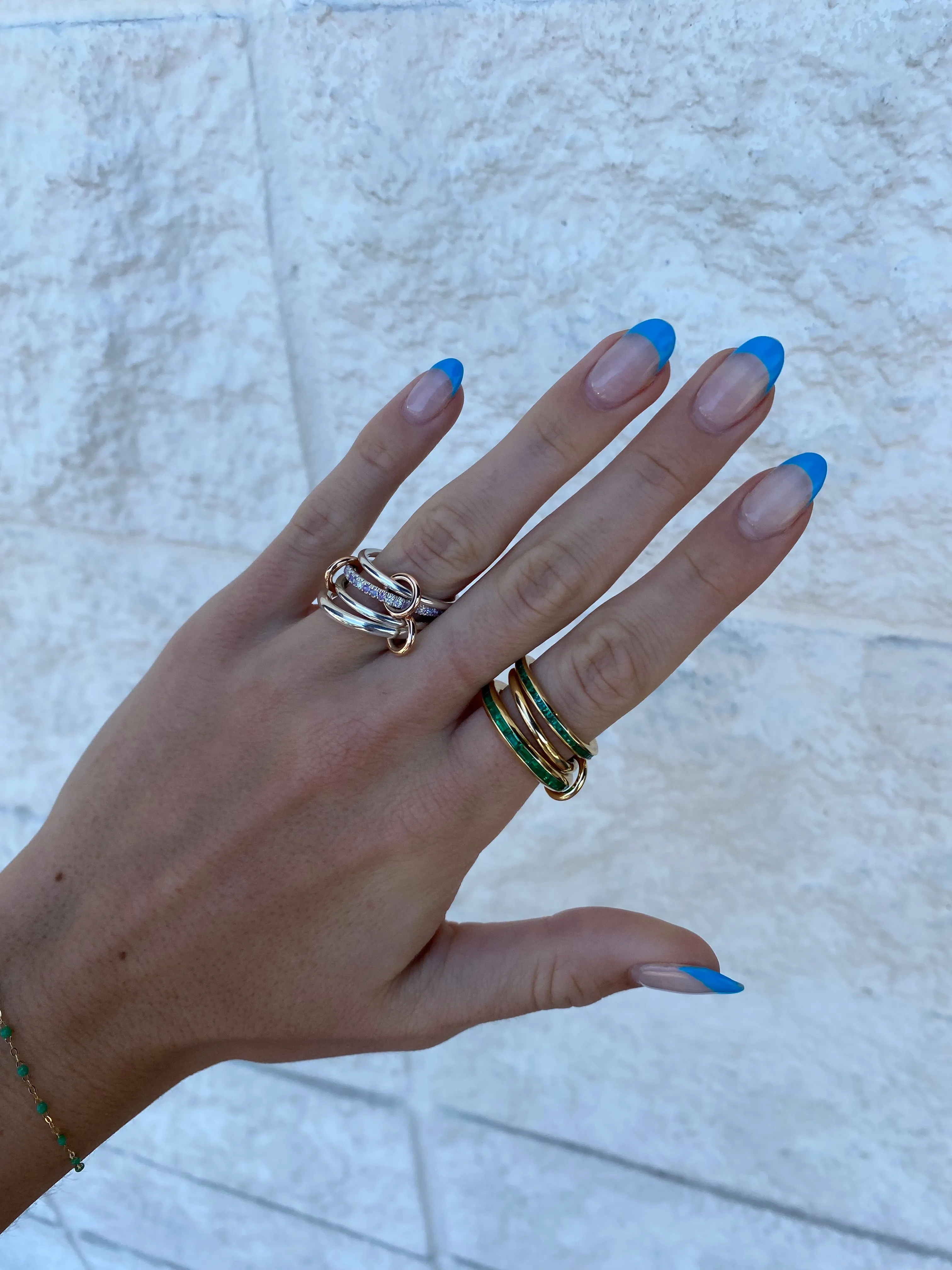 Mina Emerald Linked Rings