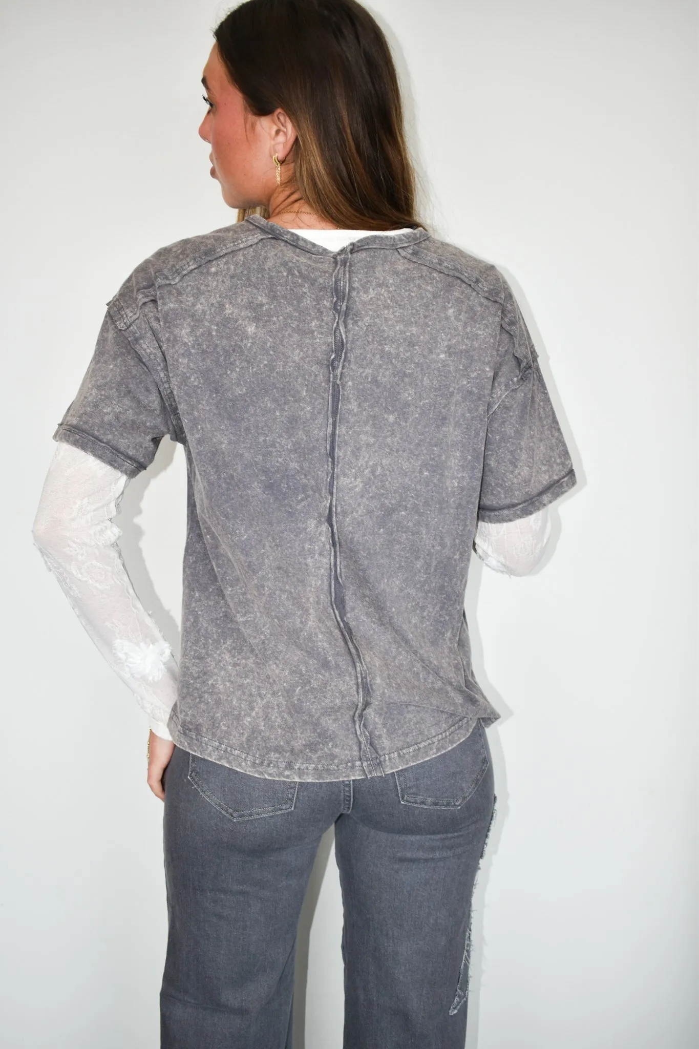 Mineral Wash Relaxed Pocket Tee- Black