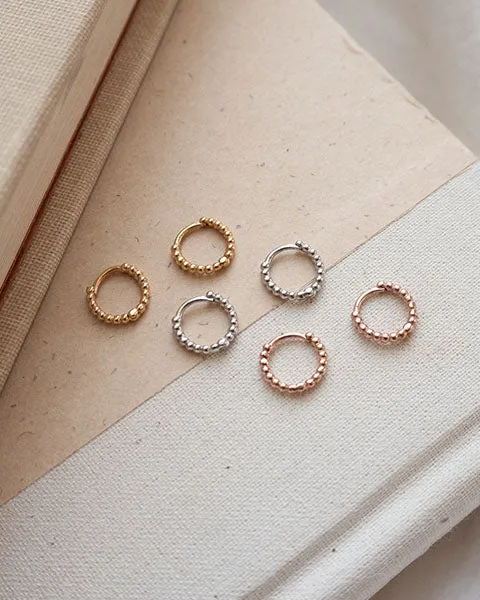 Mini Continuous Beaded Huggies- Rose Gold