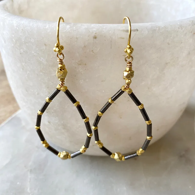 Mixed Metal Teardrop Earrings