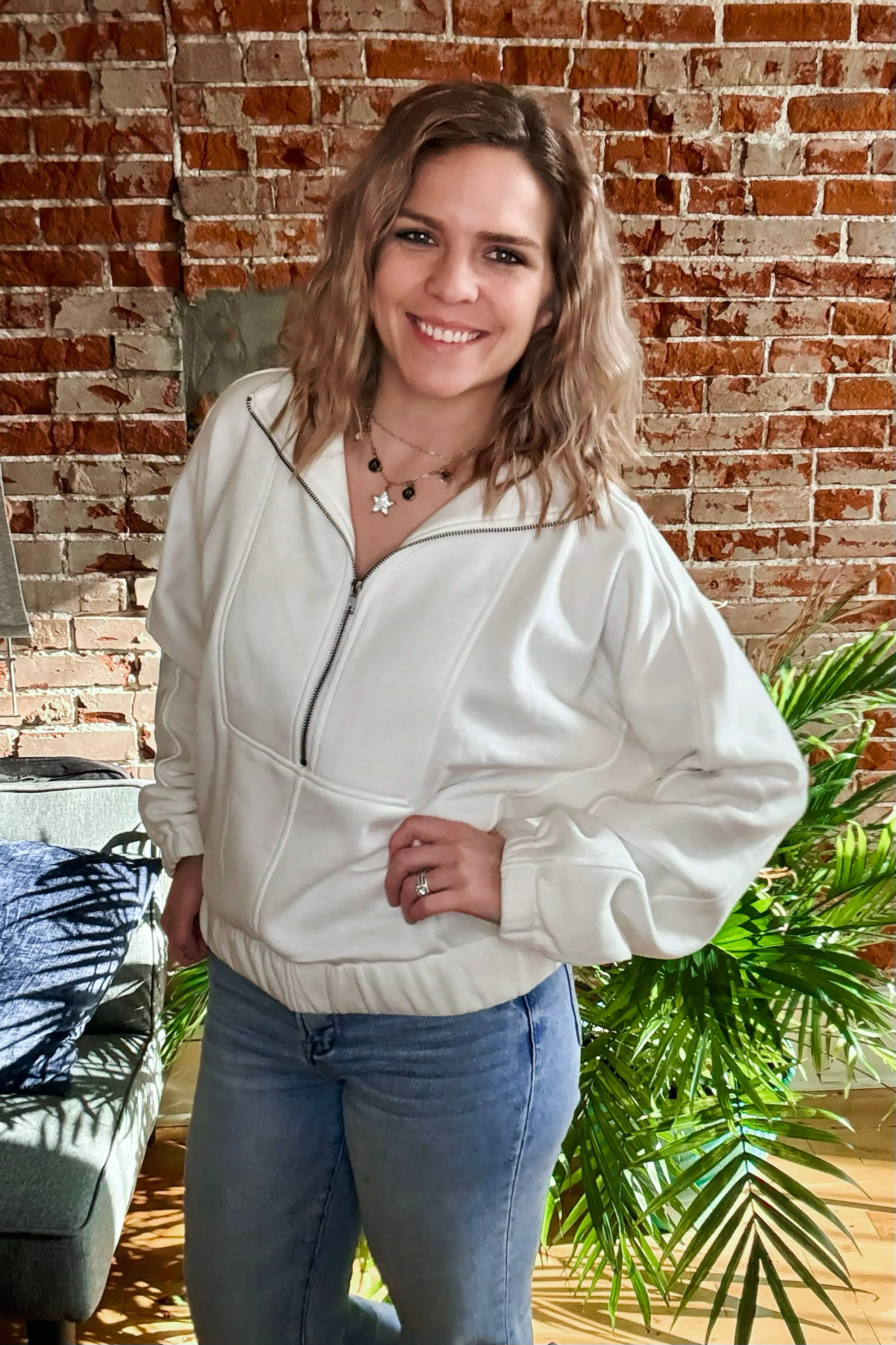Mock Neck 1/2 Zip Pullover Jacket