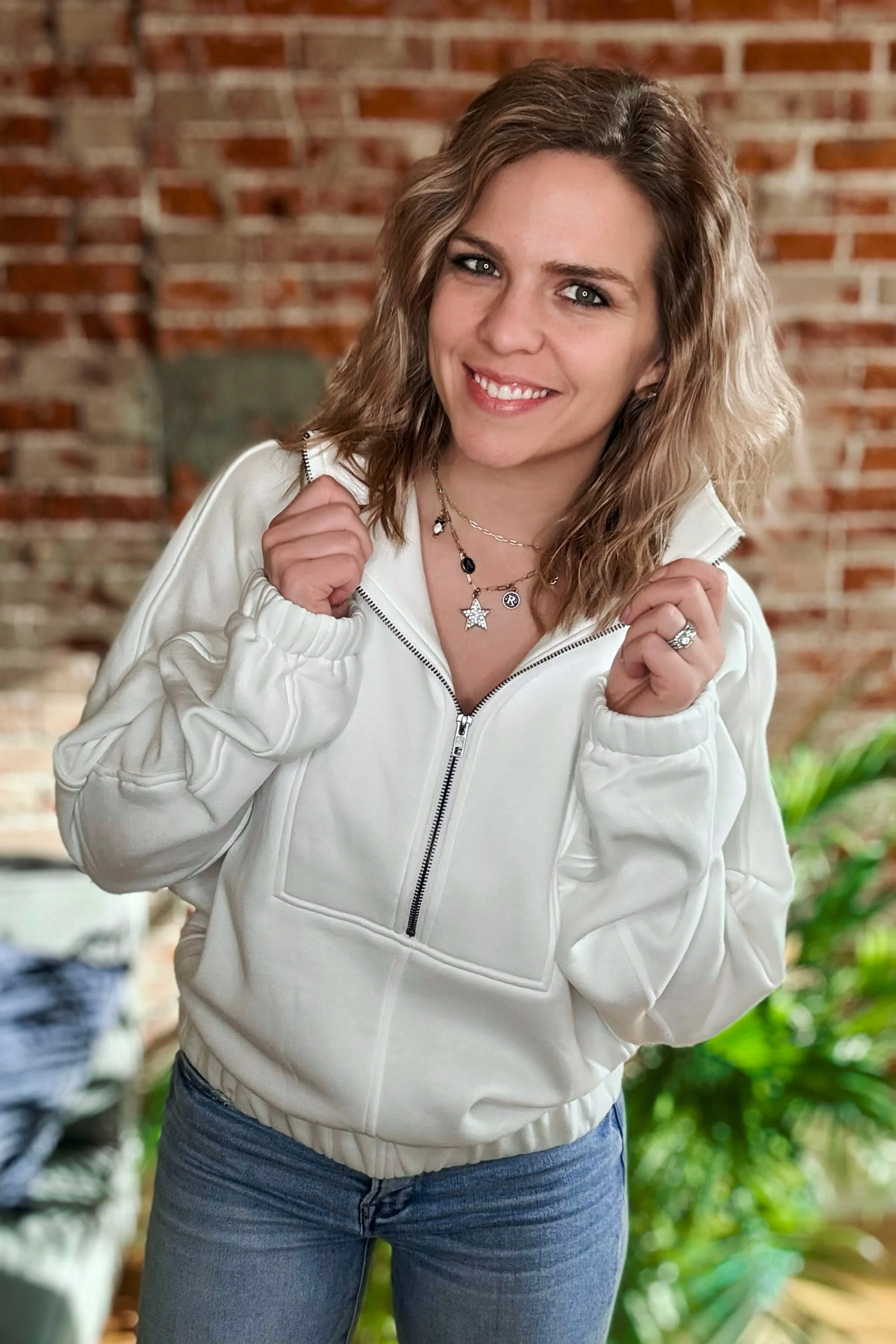 Mock Neck 1/2 Zip Pullover Jacket