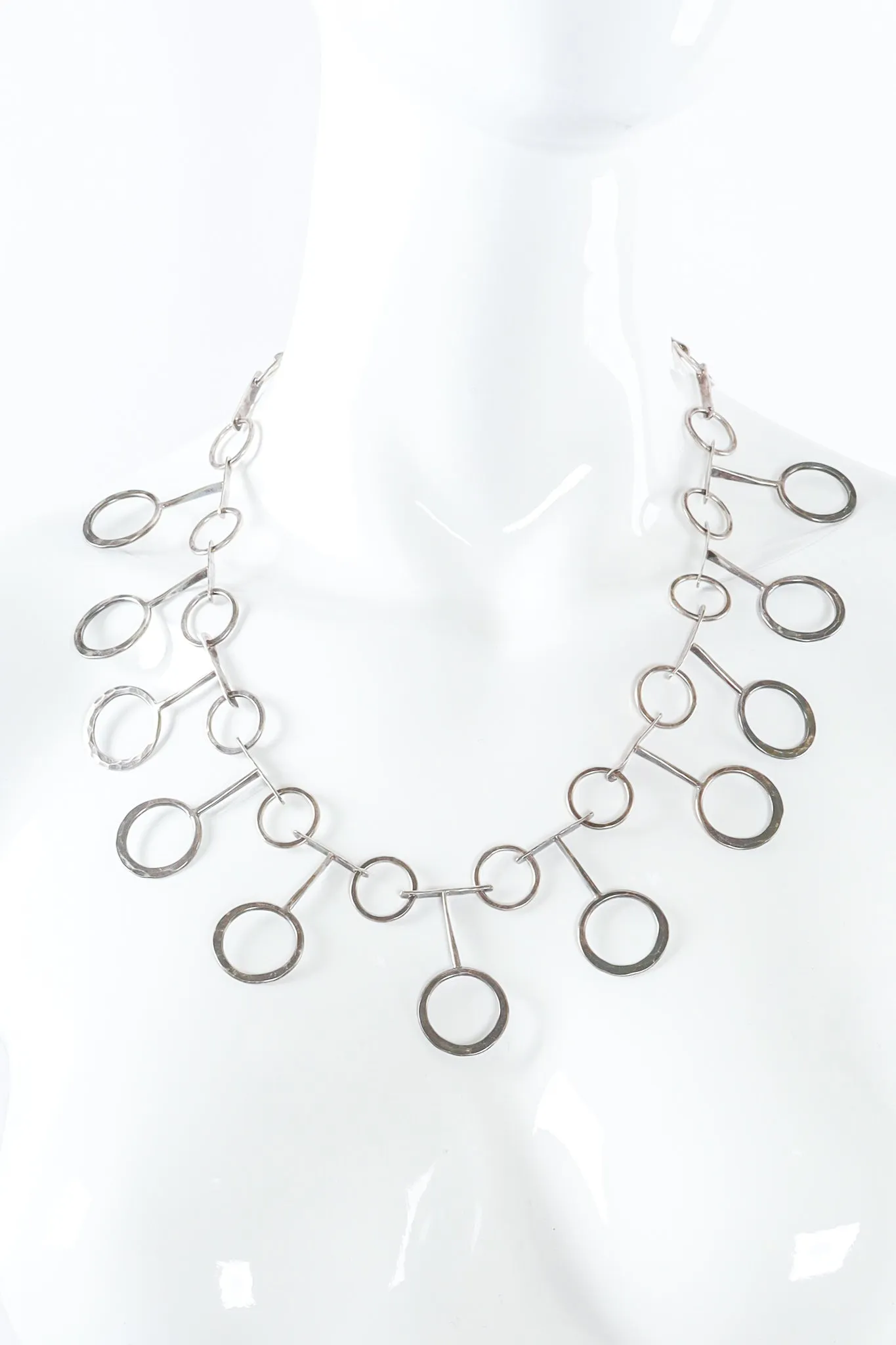 Mod Hammered Circle Link Necklace