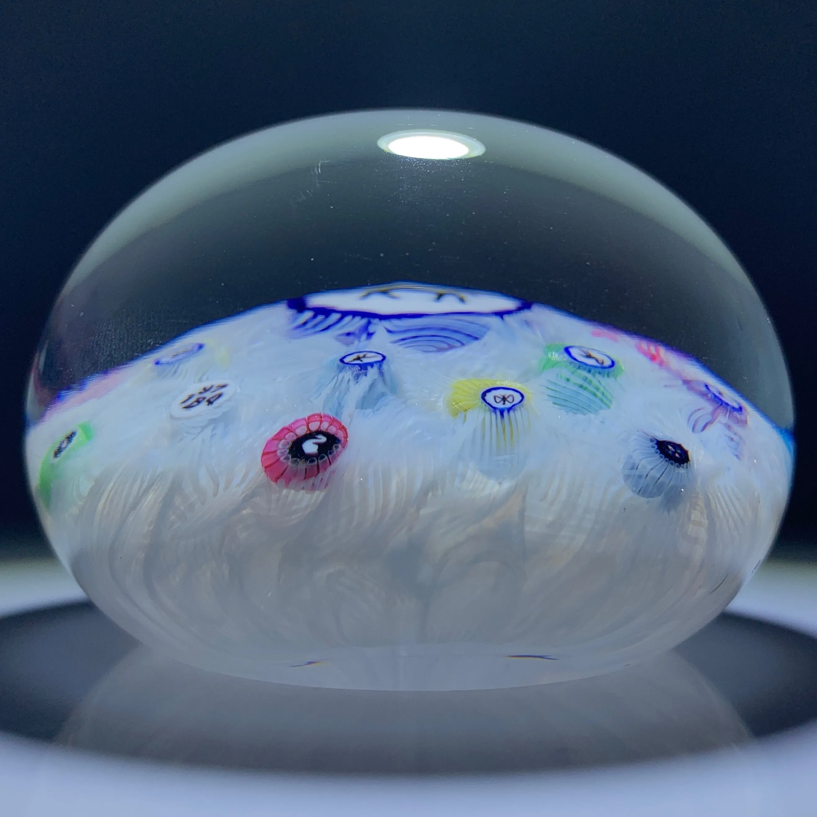 Modern Baccarat Art Glass Paperweight Gridel Silhouette Millefiori Horse