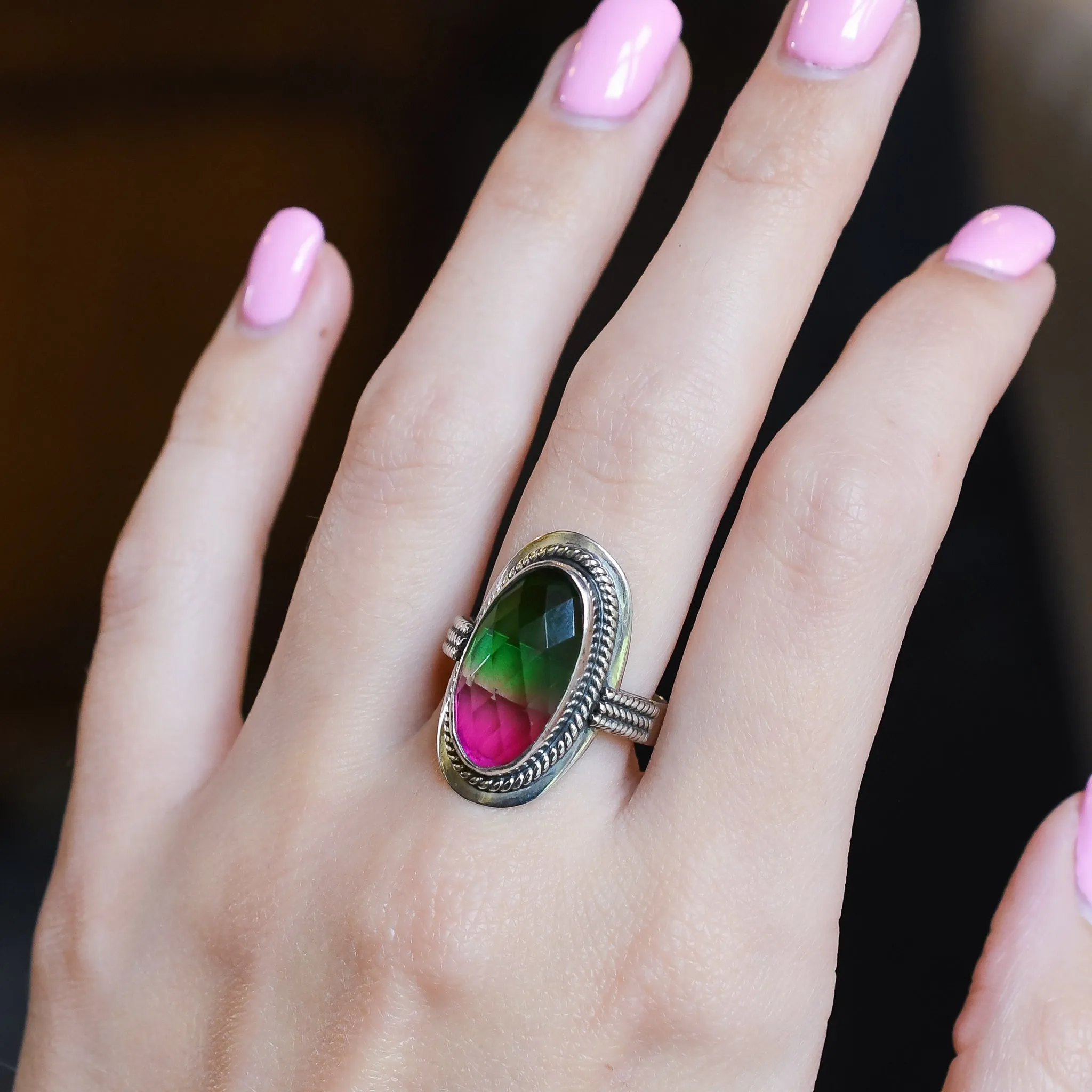Modern Watermelon Tourmaline Ring