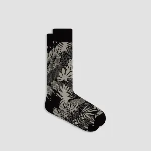 Monochrome Leaves Mid-Calf Socks