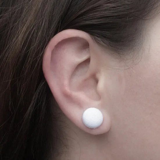 Monstera Fabric Covered Button Earrings