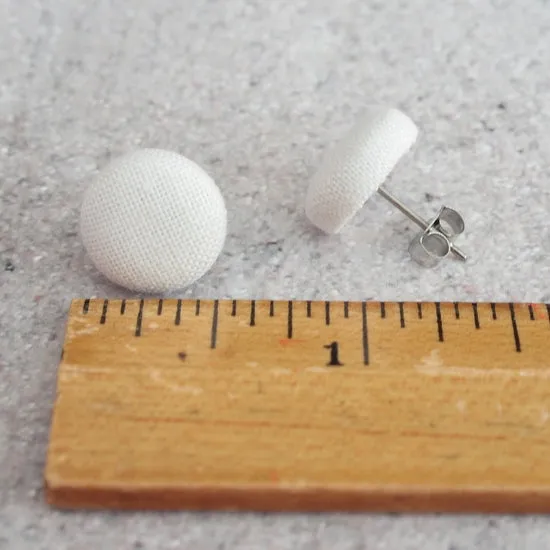 Monstera Fabric Covered Button Earrings