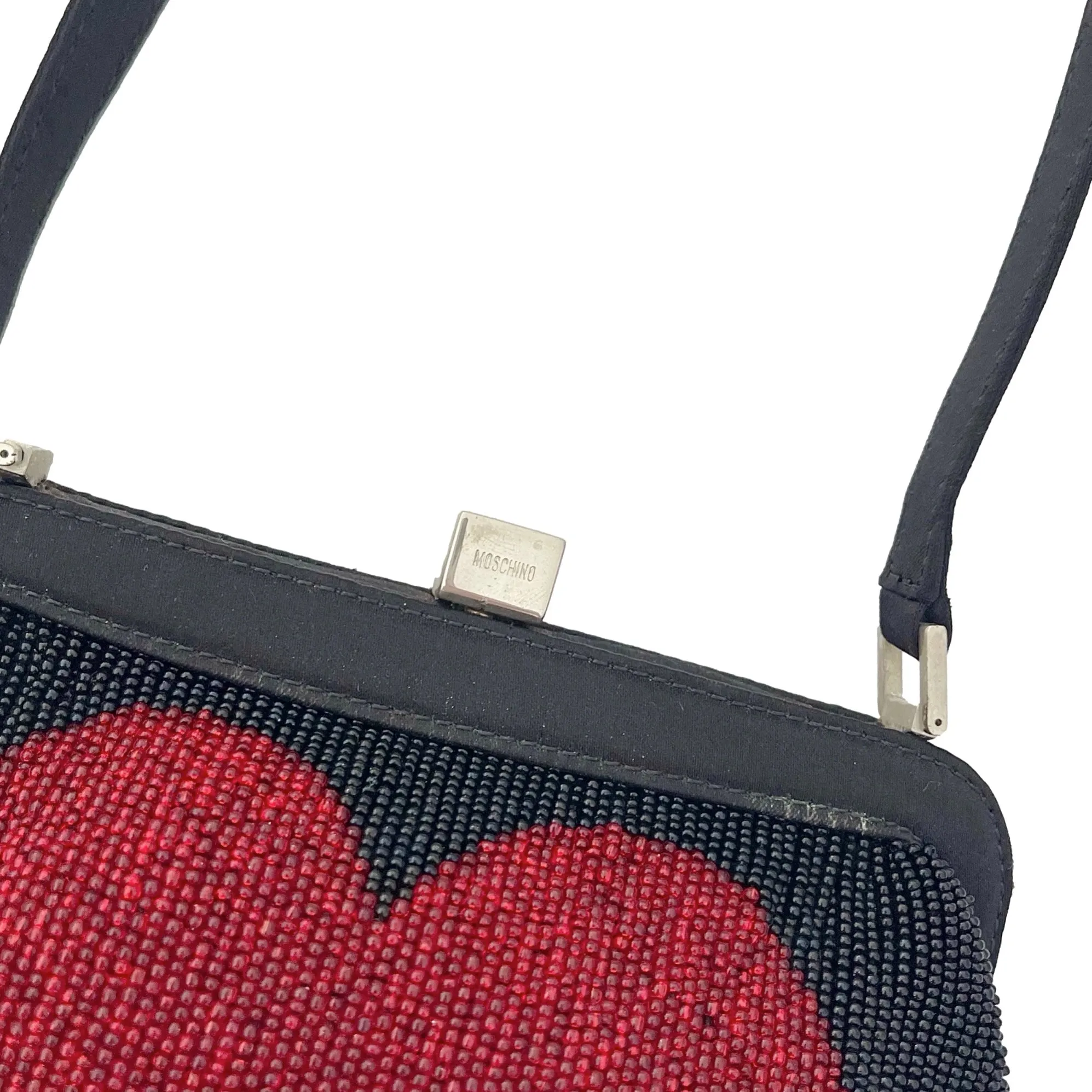 Moschino Black Heart Beaded Bag