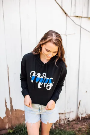 MRS Script Ladies Cropped Hooded Sweatshirt (Black   Select Your Line)