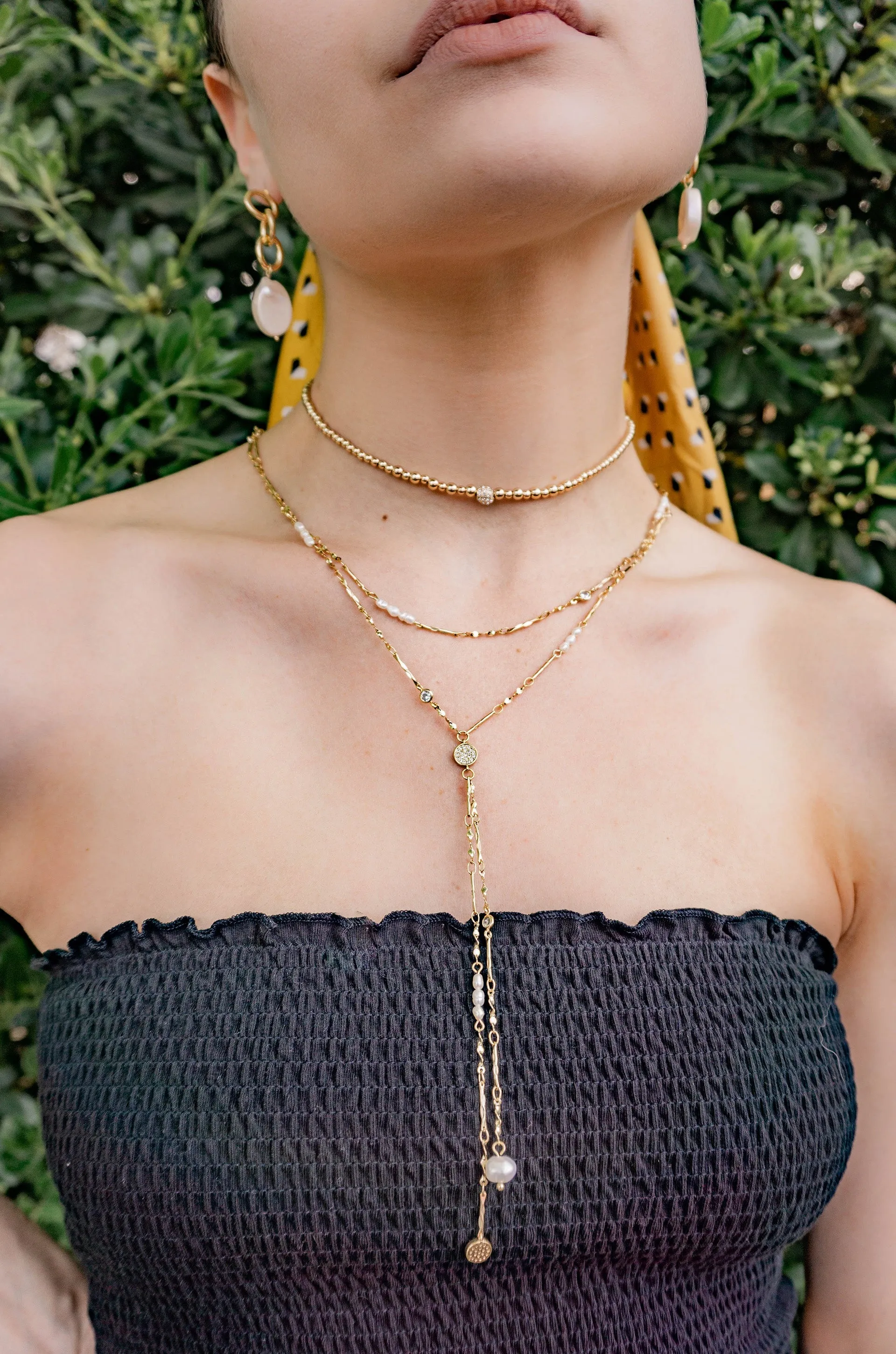 Multi-Chain Freshwater Pearl and 18k Gold Plated Necklace