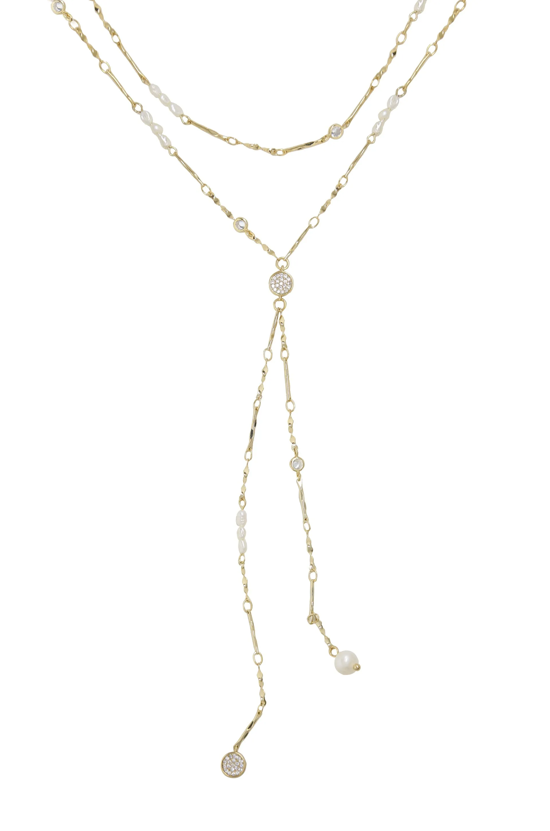 Multi-Chain Freshwater Pearl and 18k Gold Plated Necklace