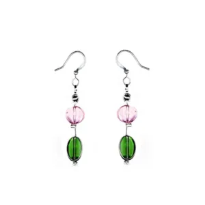 MULTI COLOR PASTEL GLASS BEADS STATION EARRINGS  #SE21702X_PASTEL (DE1)