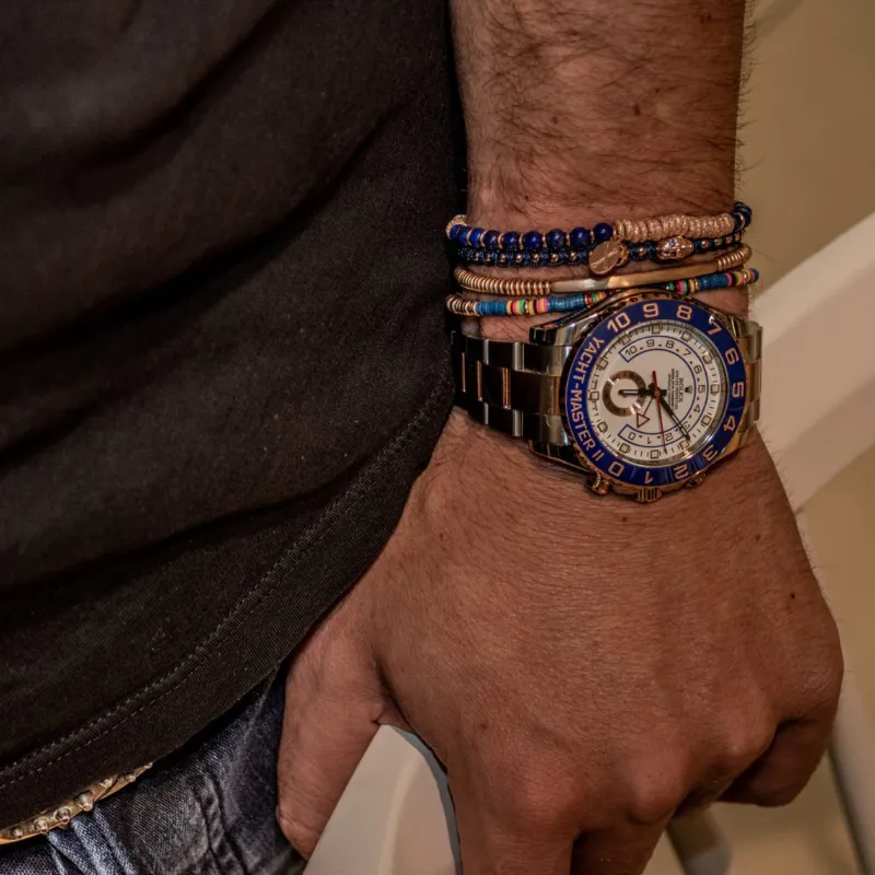 Multicolor Blue African Beaded with Rose Gold bracelet