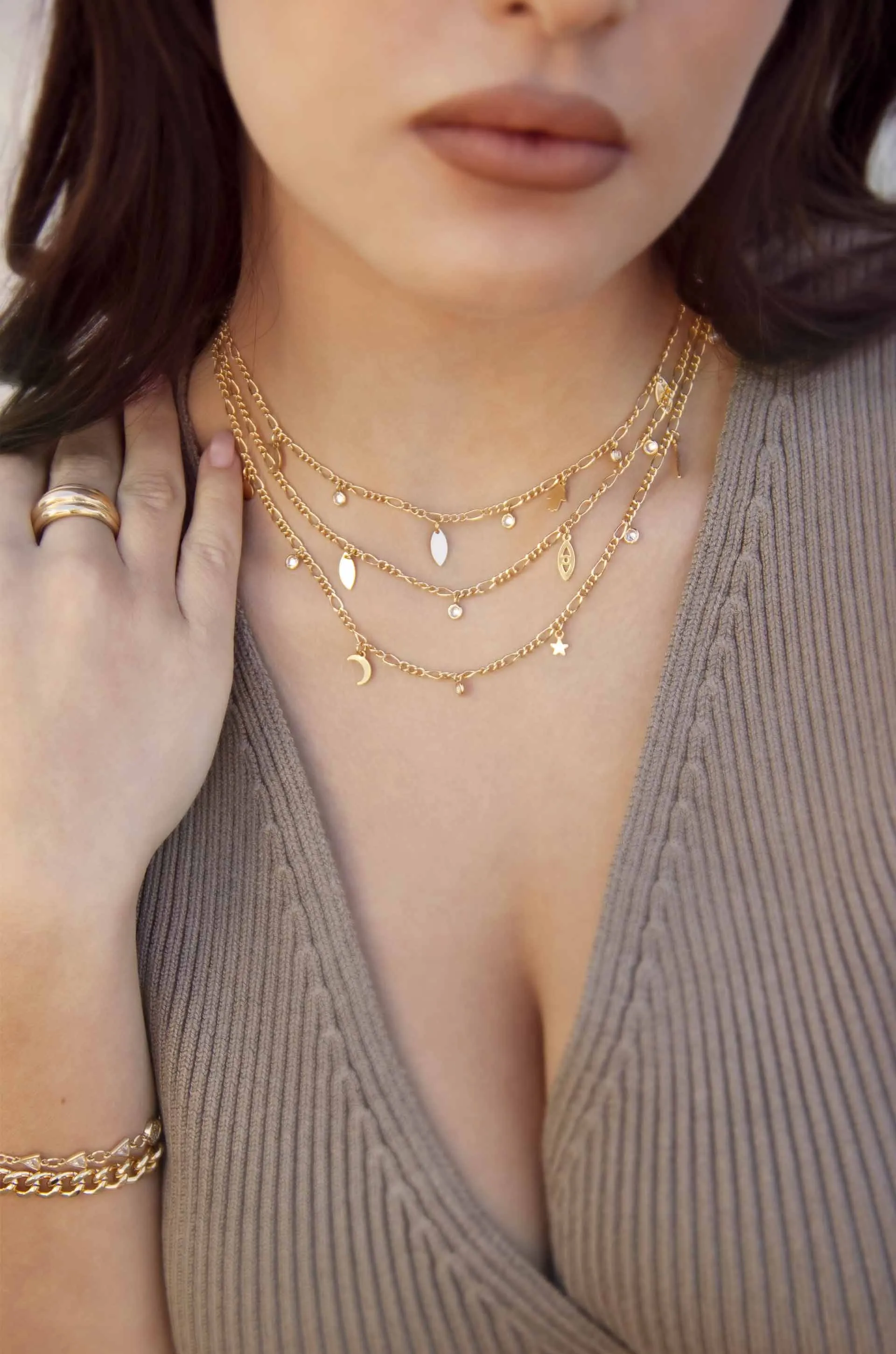 Mystic Triple Layer 18k Gold Plated Choker