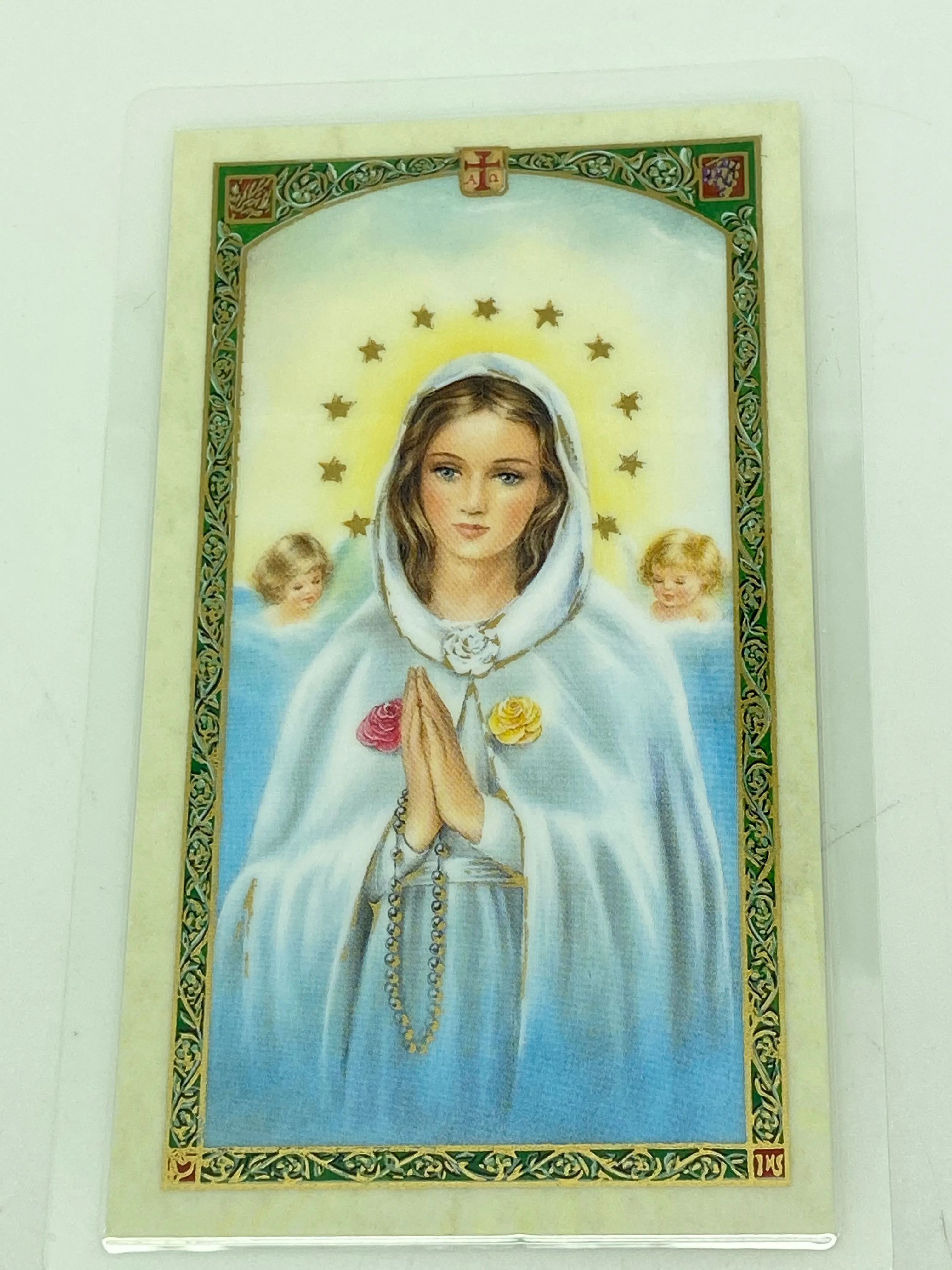 Mystical Rose Laminated Holy Card (Plastic Covered)