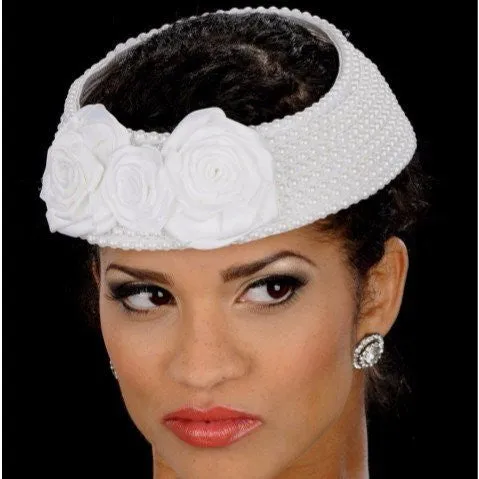 NA1006-Pearl covered straw fascinator