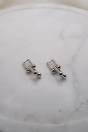 Natasha Double Linked Silver Earrings