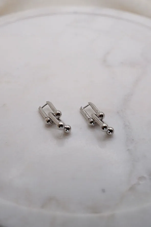 Natasha Double Linked Silver Earrings