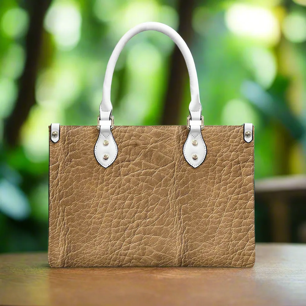 Natural Charm: Classic Brown Handbag with Intricate Grain Women's PU Leather Twill