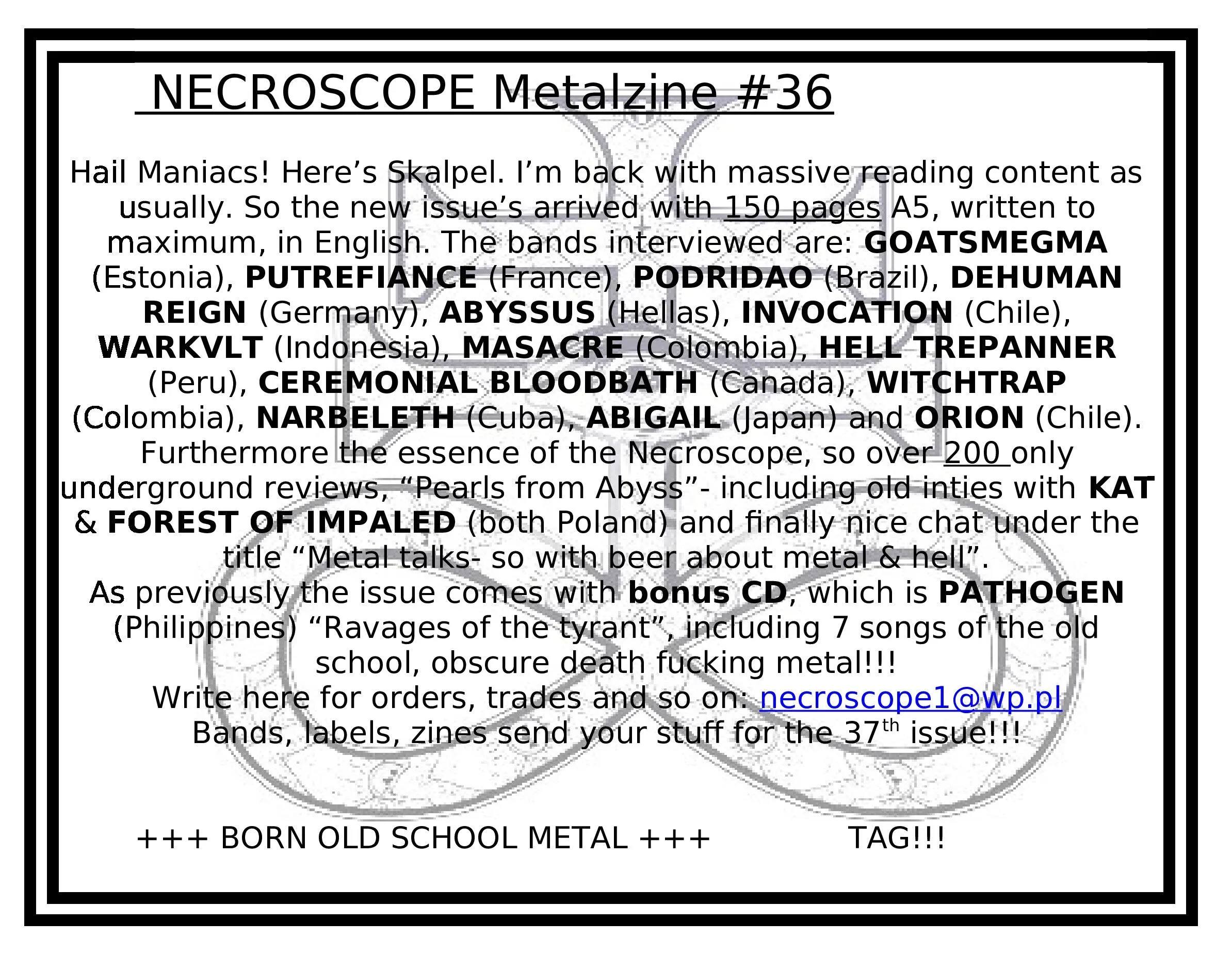 NECROSCOPE METALZINE #36   CD