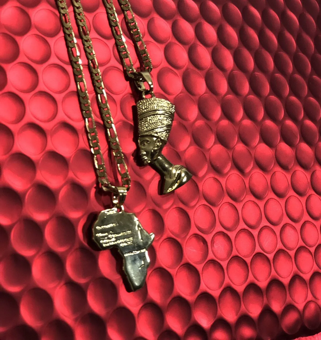 Nefertiti necklace and MINI africa map necklace layered ,18k gold Nefertiti necklace , mini africa map necklace , ancient egypt jewelry