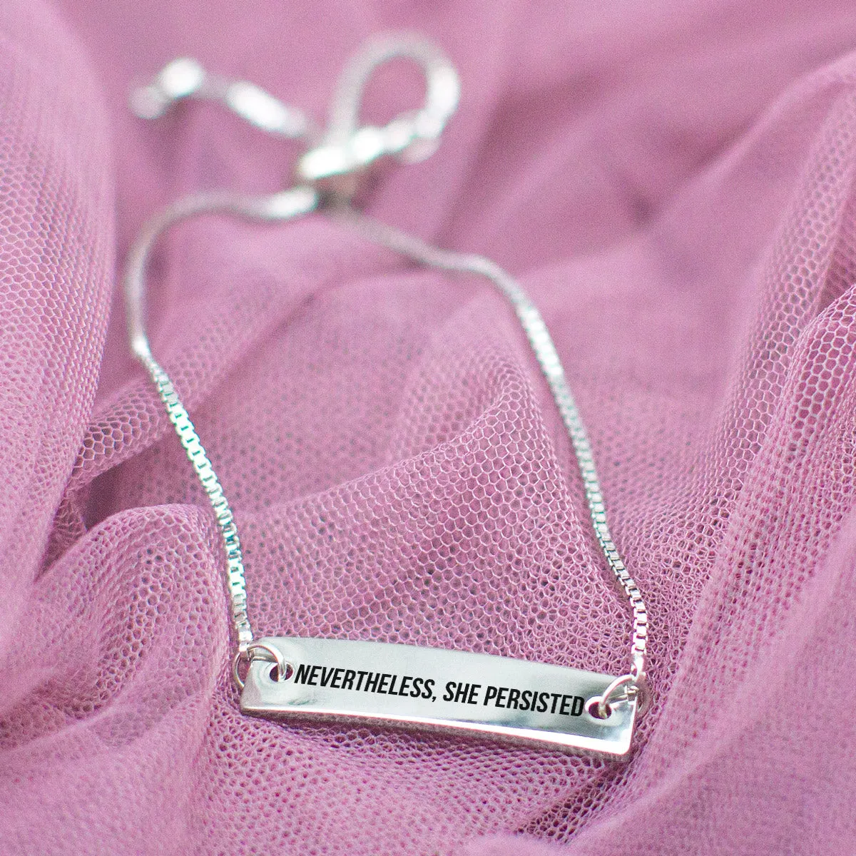 Nevertheless, She Persisted Silver Bar Adjustable Bracelet
