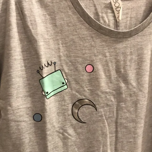 New Cotton On robot alien space Jupiter star astronomy print boxy pajama t-shirt