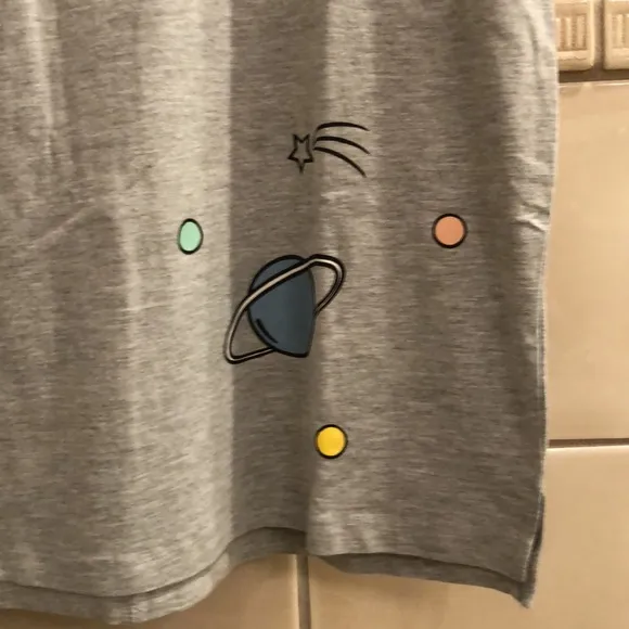 New Cotton On robot alien space Jupiter star astronomy print boxy pajama t-shirt