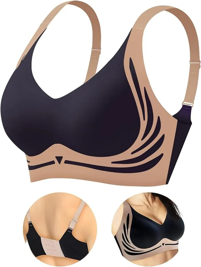NEW czzstance Wireless Push-Up Bra Anti-Sagging Bras for Women Back Smoothing Bra Full Support Bra for Large Breasts, Sz 2XL