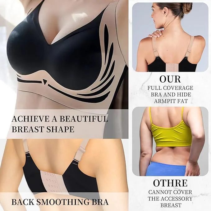 NEW czzstance Wireless Push-Up Bra Anti-Sagging Bras for Women Back Smoothing Bra Full Support Bra for Large Breasts, Sz 2XL