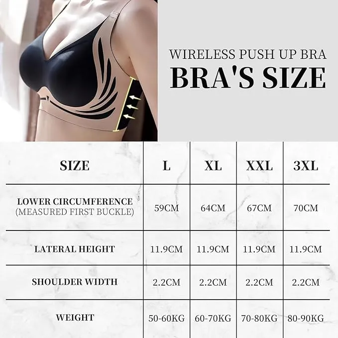 NEW czzstance Wireless Push-Up Bra Anti-Sagging Bras for Women Back Smoothing Bra Full Support Bra for Large Breasts, Sz 2XL