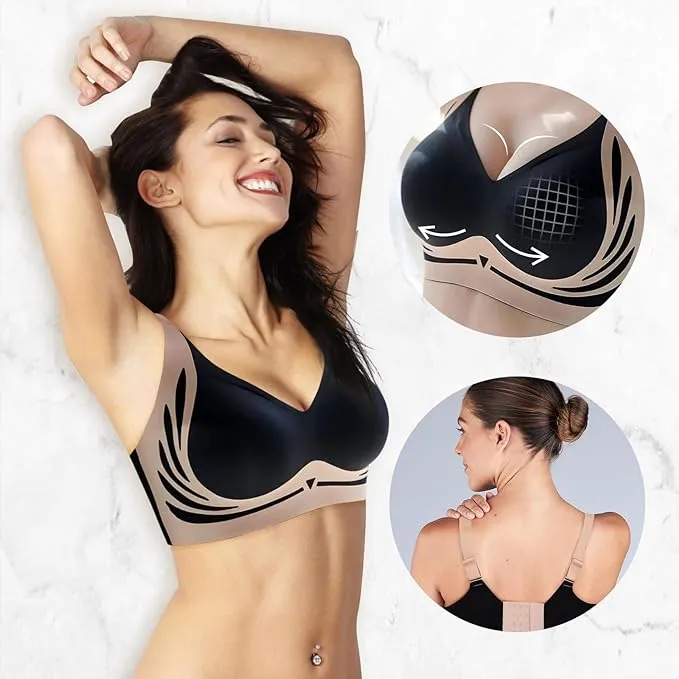 NEW czzstance Wireless Push-Up Bra Anti-Sagging Bras for Women Back Smoothing Bra Full Support Bra for Large Breasts, Sz 2XL