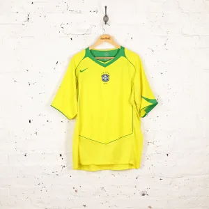 Nike Brazil 2004 Home Football Shirt - Yellow - XL