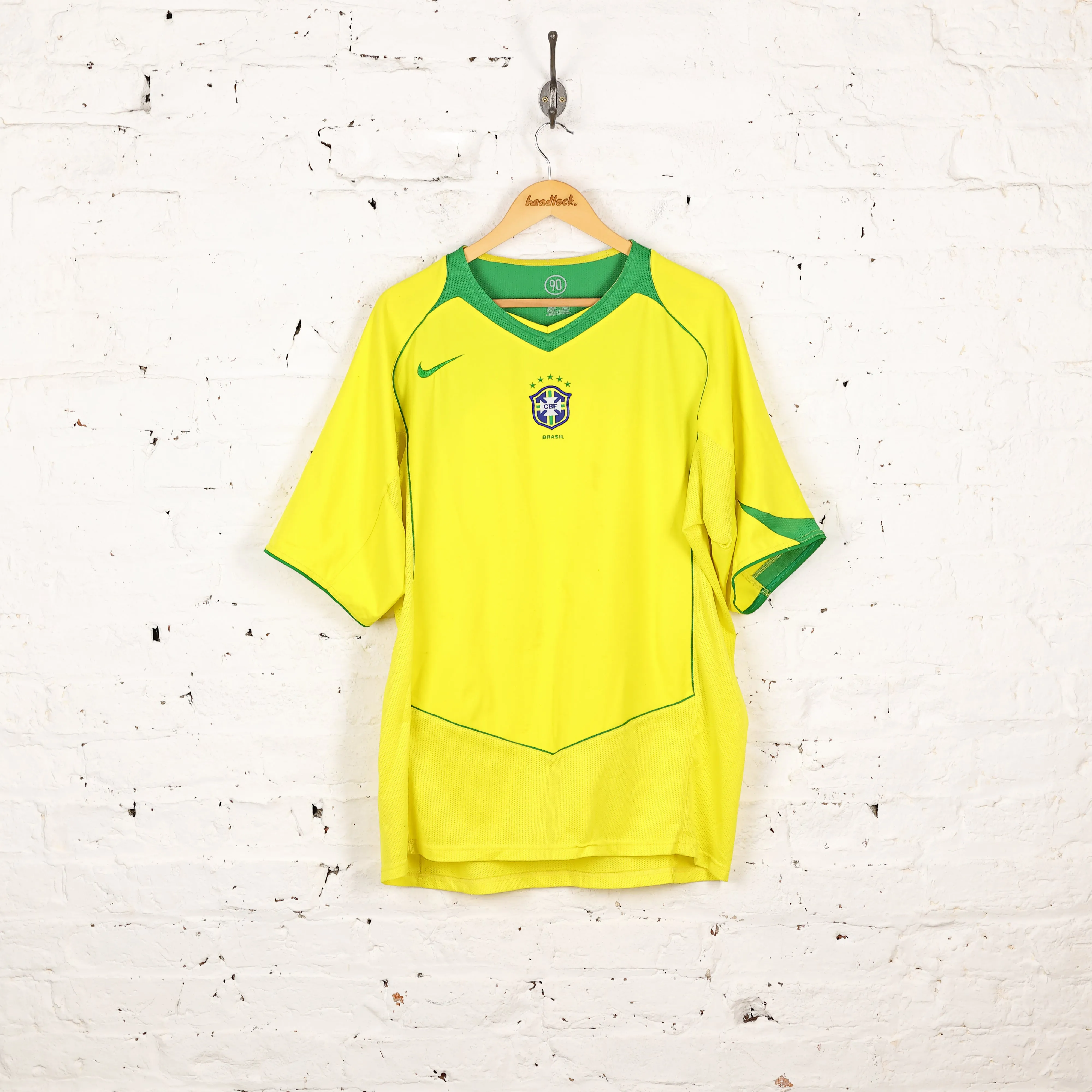Nike Brazil 2004 Home Football Shirt - Yellow - XL