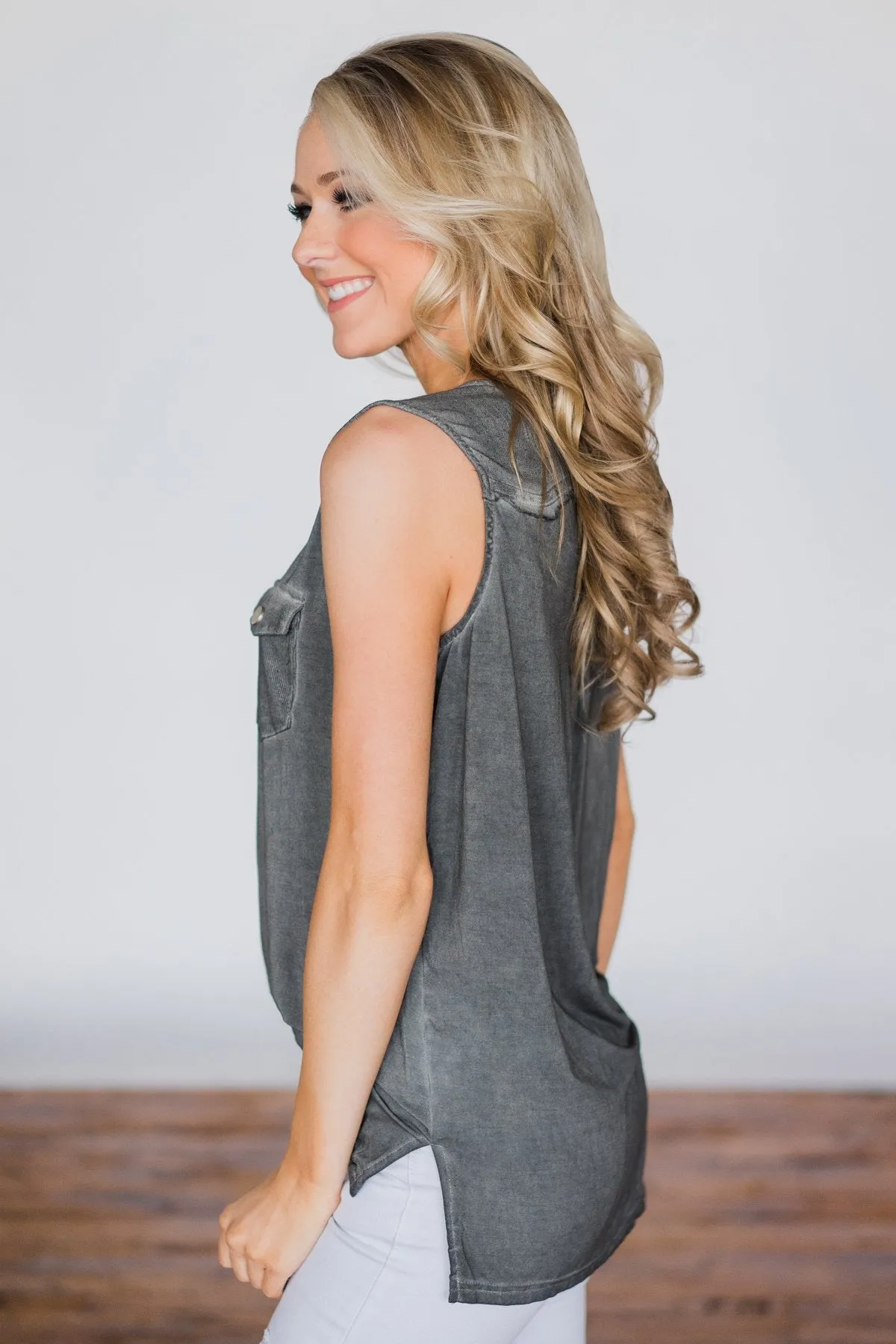 Nowhere to Be Tank Top- Charcoal