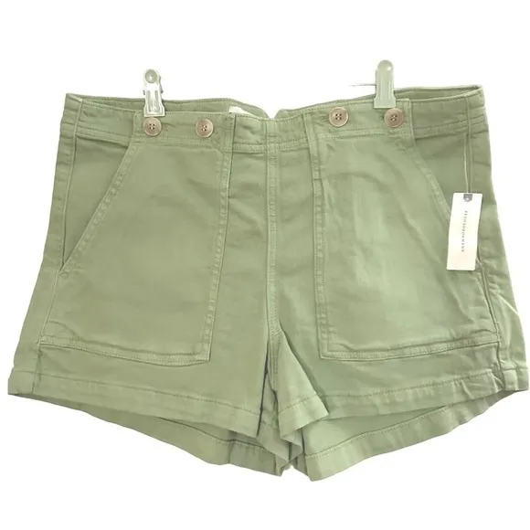 NWT Anthropologie Pilcro The Kit High Rise Utility Shorts Moss Green Sz 32