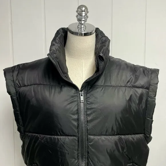 NWT RD Style BRAND Puffer Vest OVERSIZED black pockets zipper layering XS M L