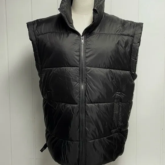 NWT RD Style BRAND Puffer Vest OVERSIZED black pockets zipper layering XS M L