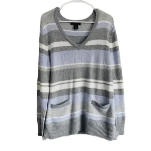 NWT Tahari Striped V-Neck Pocketed Sweater